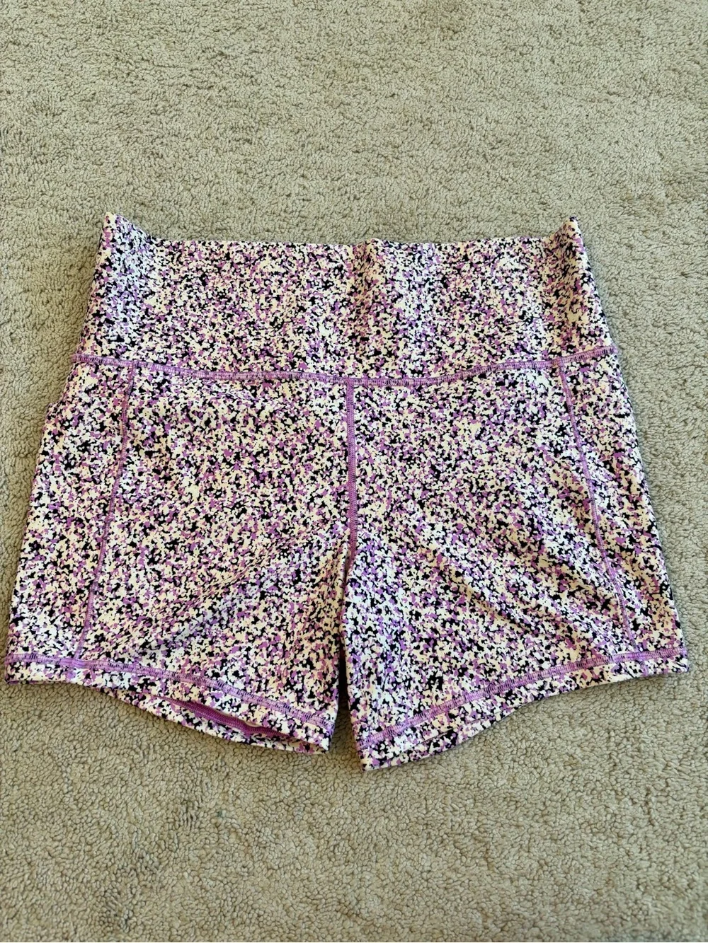 Athleta Purple Floral Speckle High-Rise Athletic Spandex